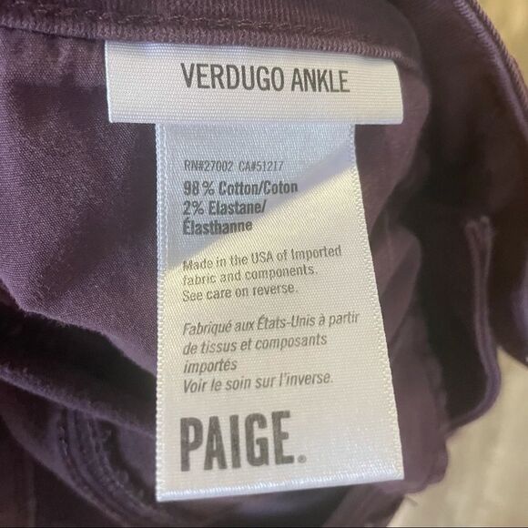 Revolve PAIGE Verdugo Ankle Vamp Red Purple Skinny Jeans - Picture 8 of 9